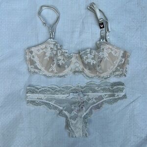 Victoria's Secret Wicked Balconette Floral Lace Bra and Panty Set